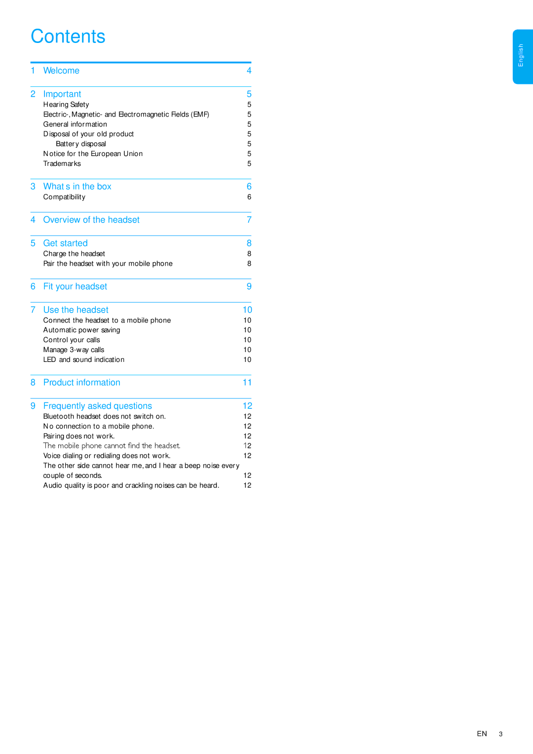 Philips SHB1400/00 user manual Contents 