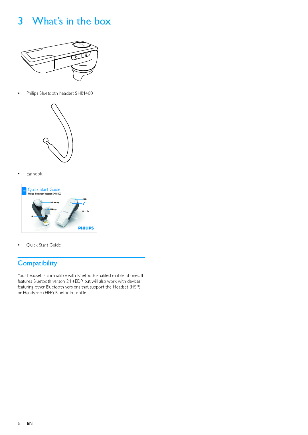 Philips SHB1400/00 user manual What’s in the box, Compatibility 