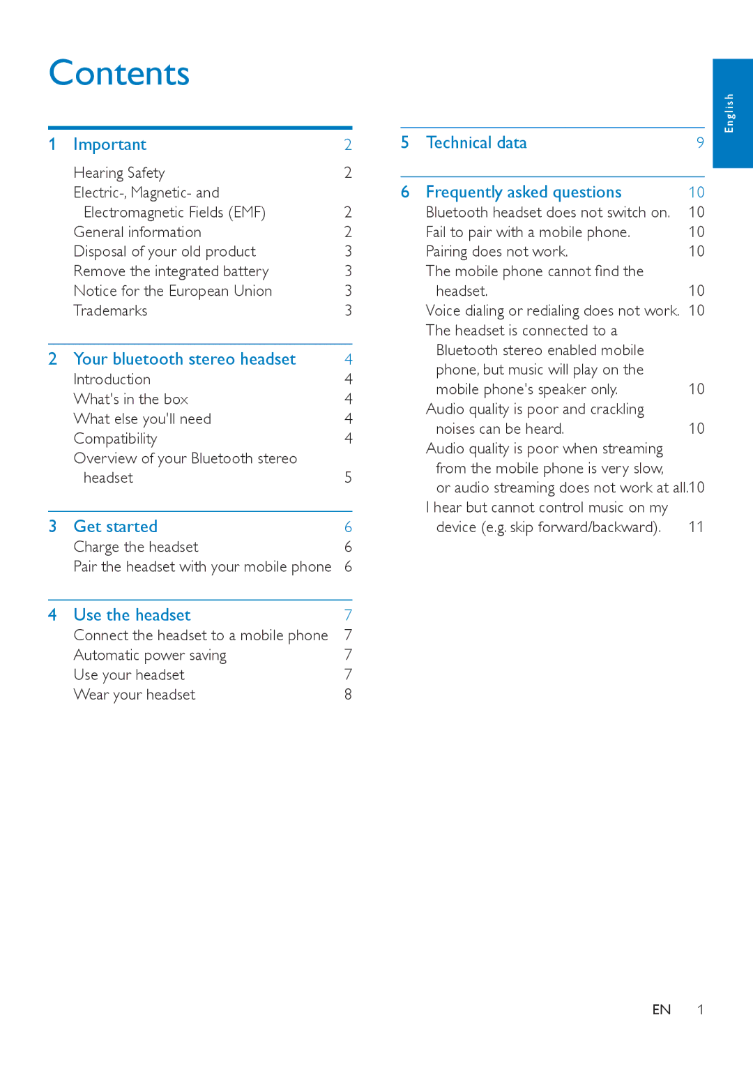 Philips SHB4000 user manual Contents 