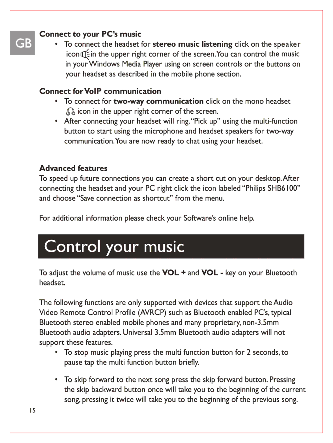 Philips SHB6100 manual 