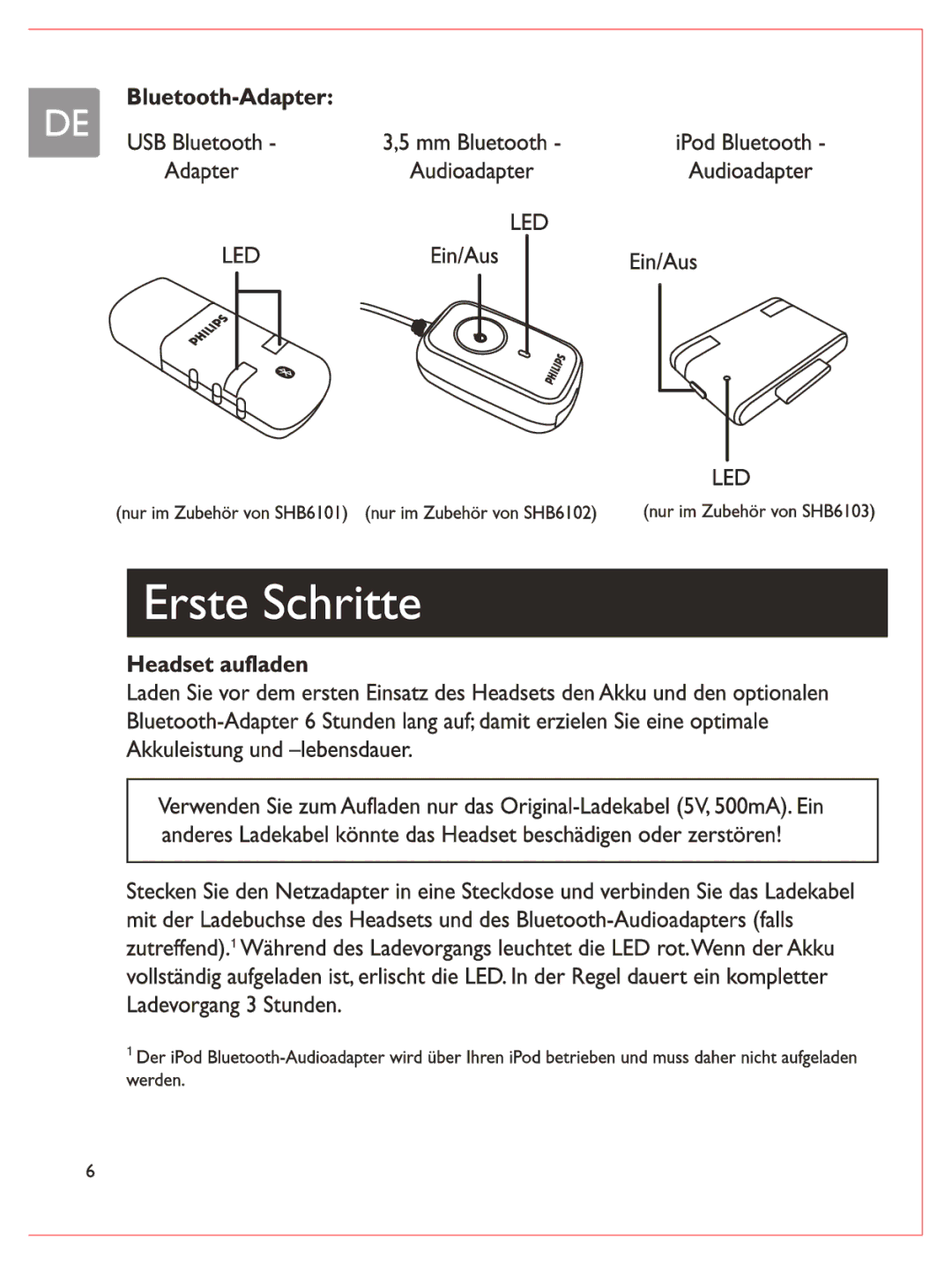 Philips SHB6100 manual 