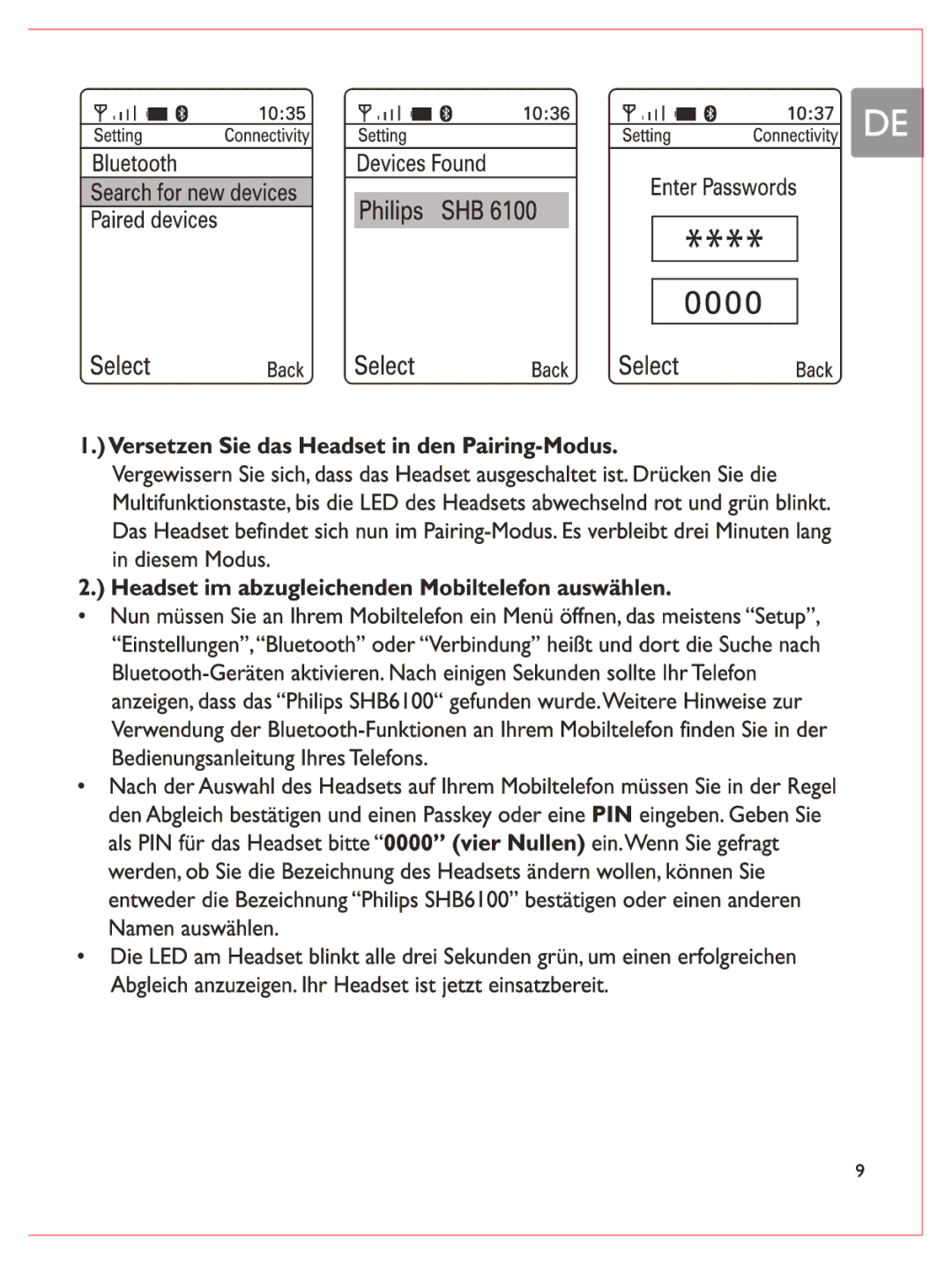 Philips SHB6100 manual 