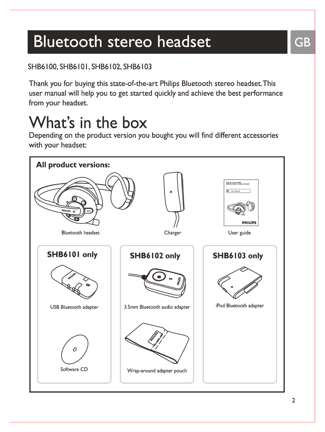 Philips SHB6100 manual 