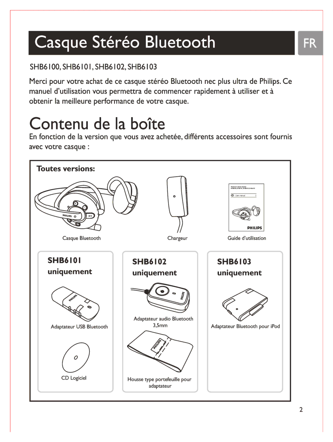 Philips SHB6100 manual 