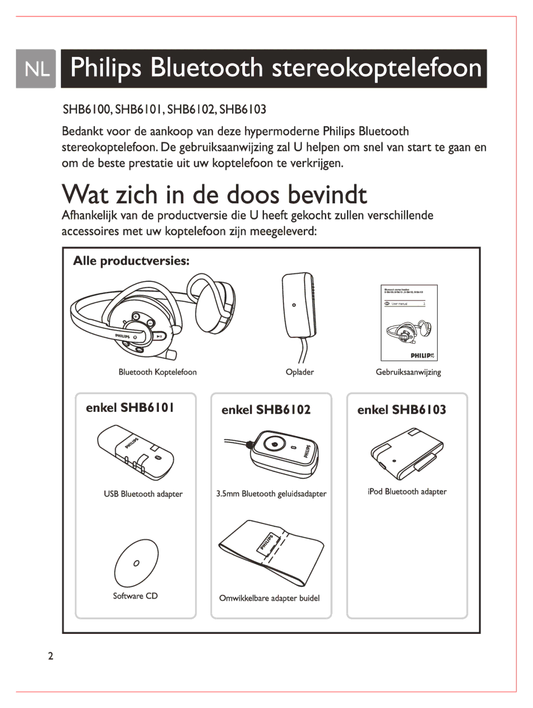 Philips SHB6100 manual 