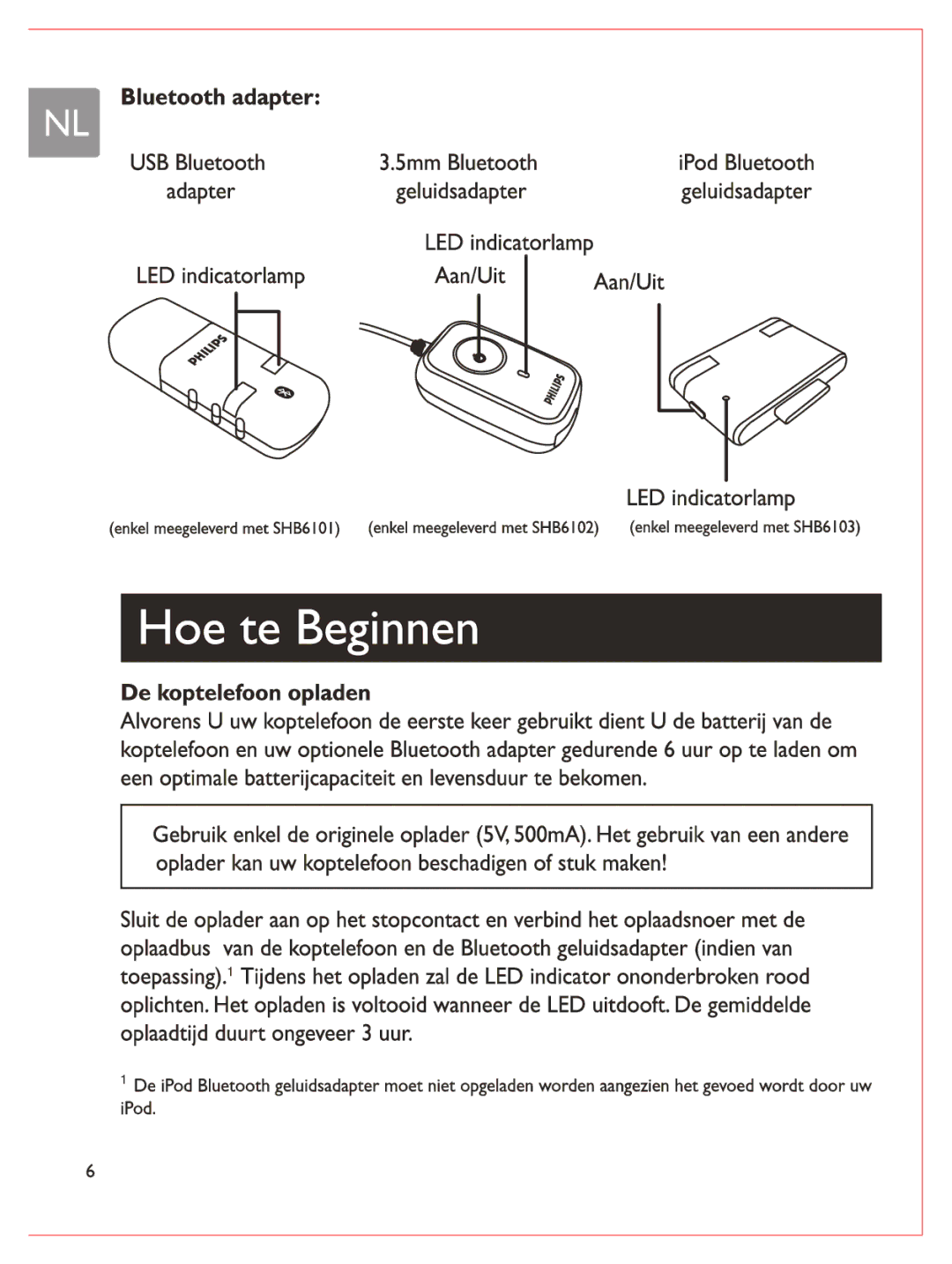 Philips SHB6100 manual 