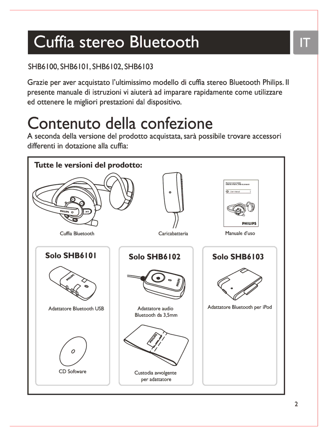 Philips SHB6100 manual 