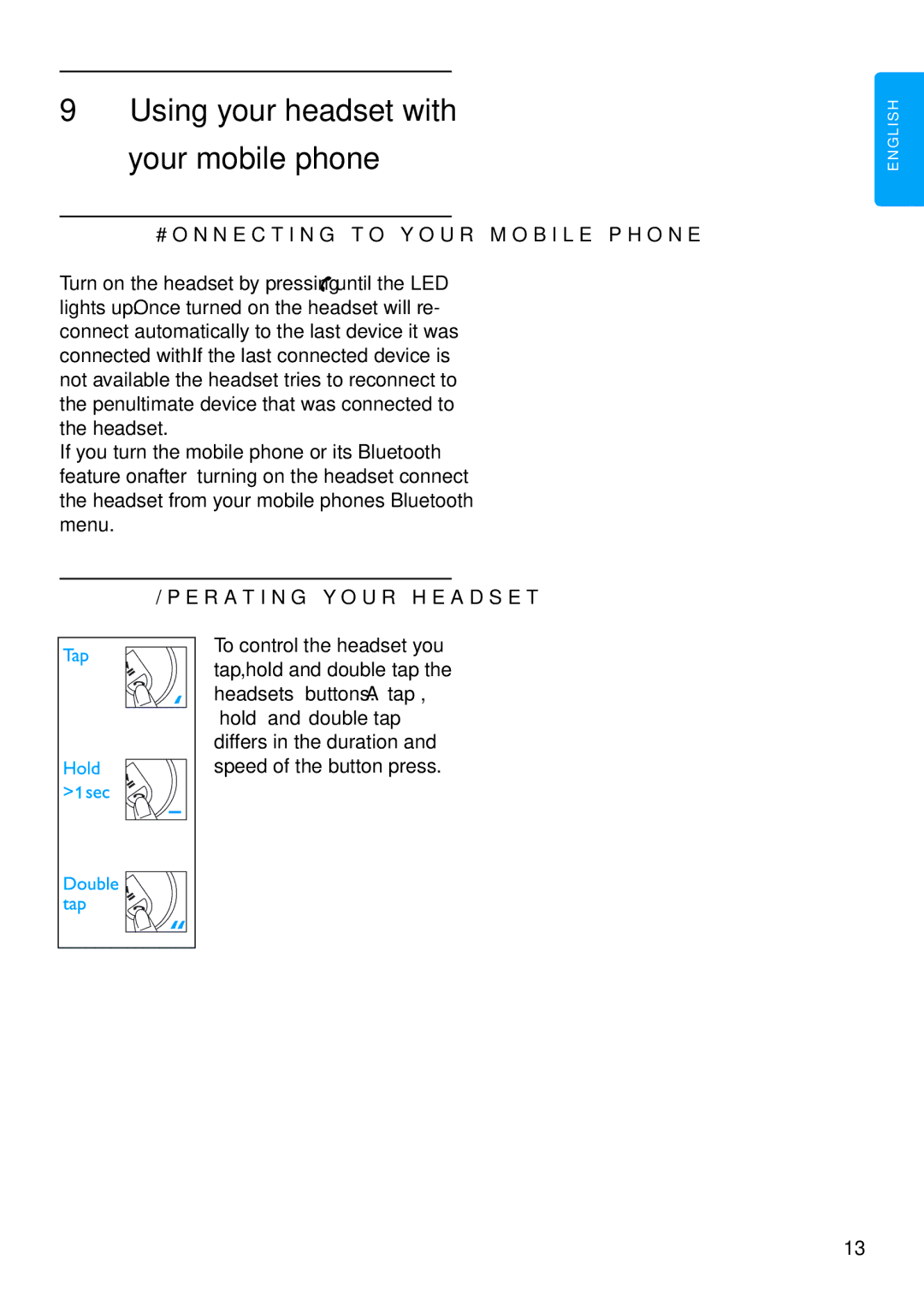 Philips SHB6111 manual Using your headset with your mobile phone 