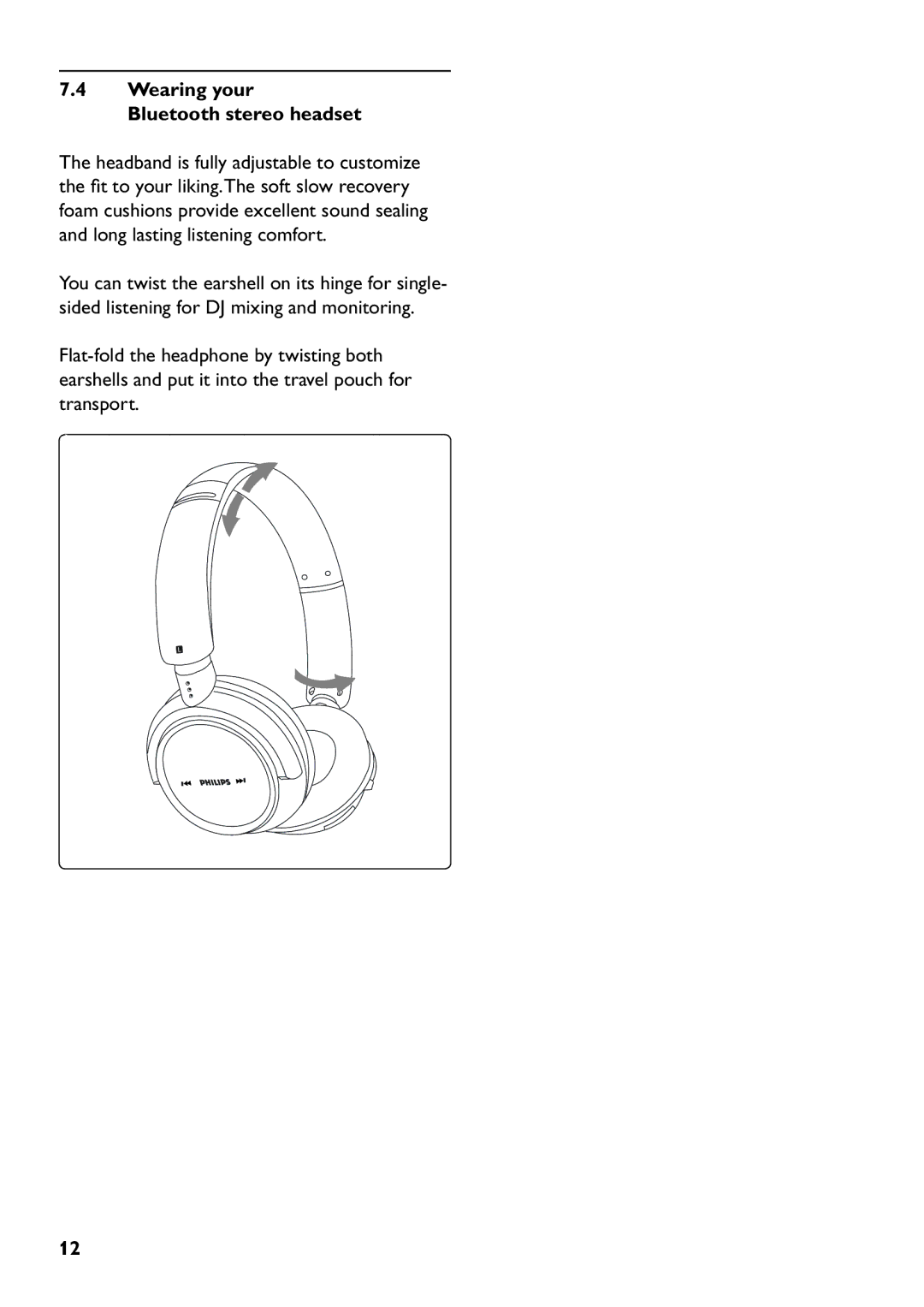 Philips SHB9000 manual Wearing your Bluetooth stereo headset 