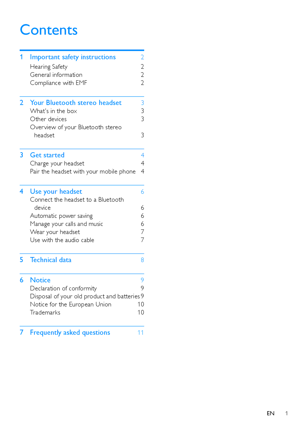 Philips SHB9150 user manual Contents 