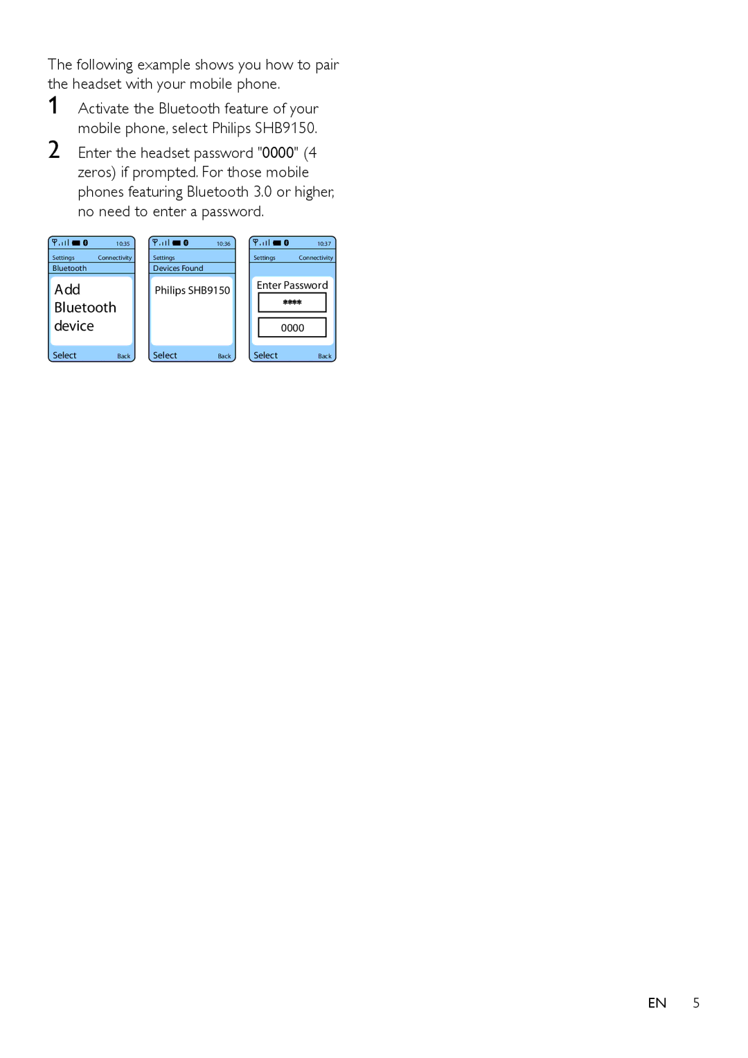 Philips SHB9150 user manual Add 