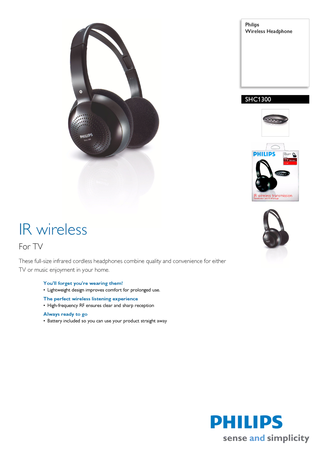 Philips SHC1300/00 manual Youll forget youre wearing them, Perfect wireless listening experience, Always ready to go 