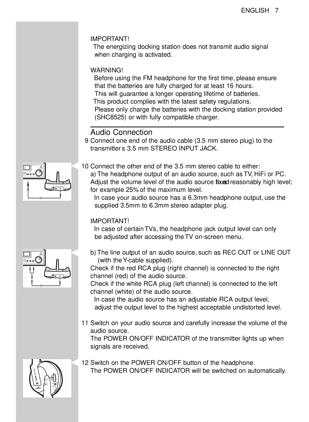 Philips SHC8525/00 manual Audio Connection 