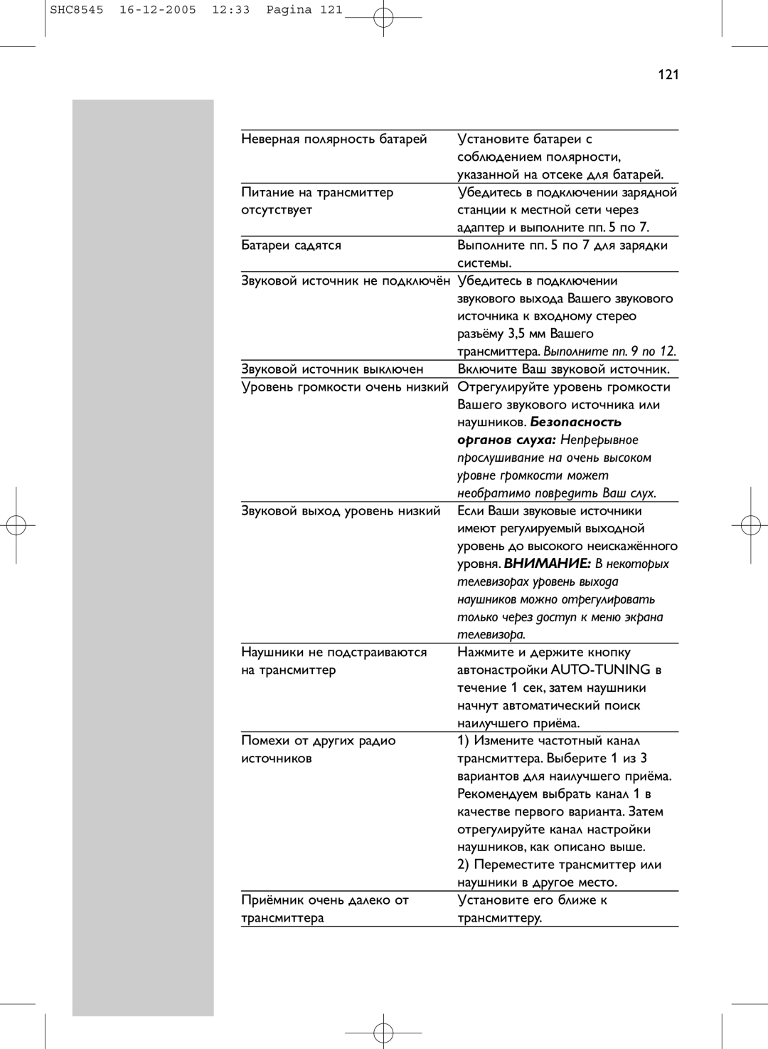 Philips SHC8545 manual Уровне громкости может, Телевизорах уровень выхода 