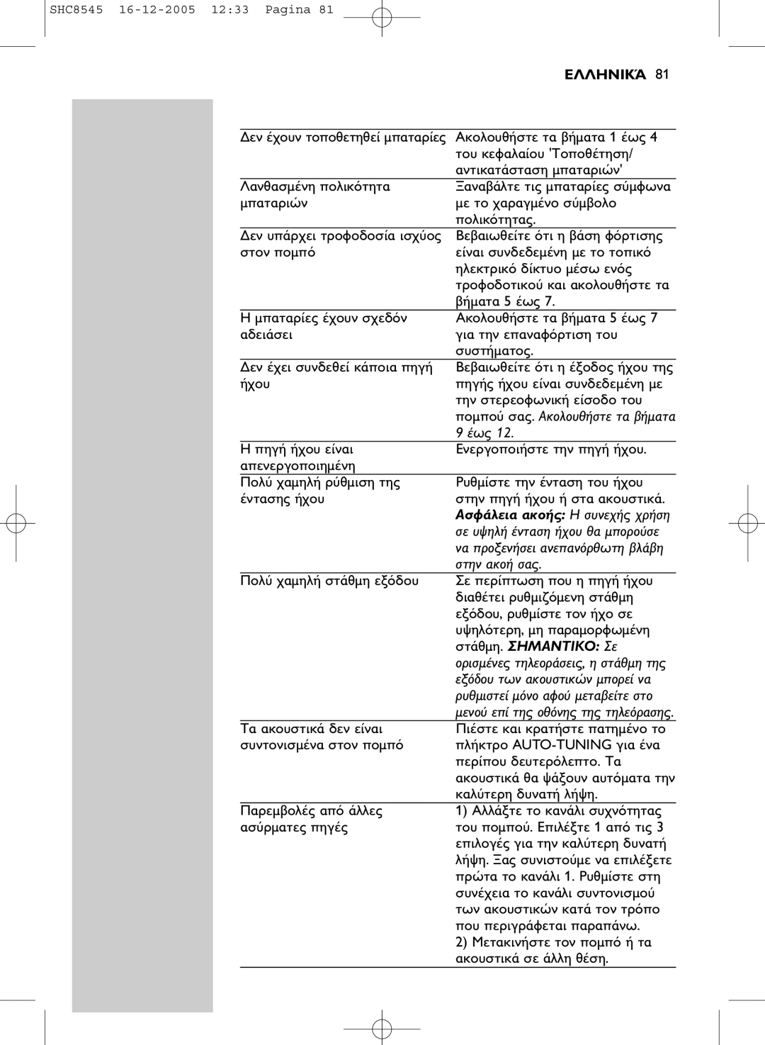 Philips SHC8545 manual Auto-Tuning 