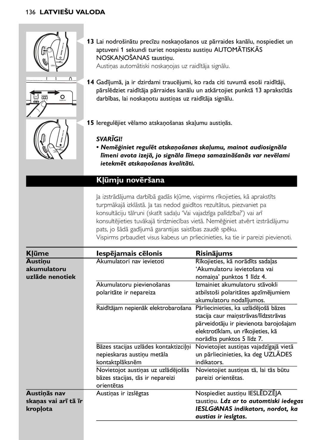 Philips SHC8545/00 manual Kļūmju novēršana, Kļūme Iespējamais cēlonis Risinājums 