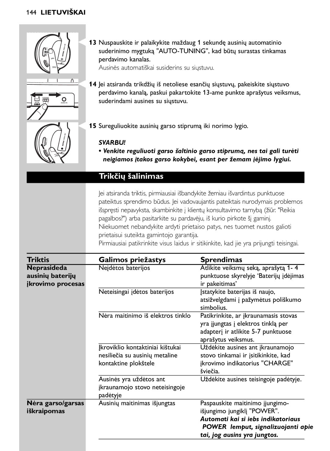 Philips SHC8545/00 manual Trikčių šalinimas, Triktis Galimos priežastys Sprendimas 