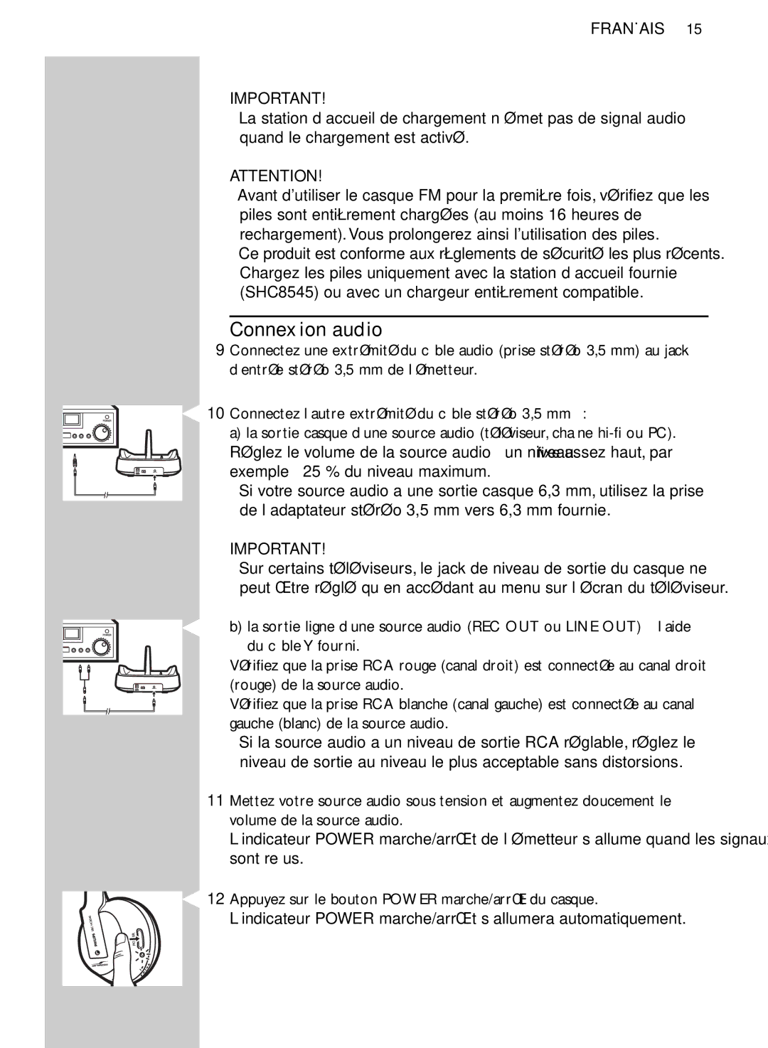 Philips SHC8545/00 manual Connexion audio 