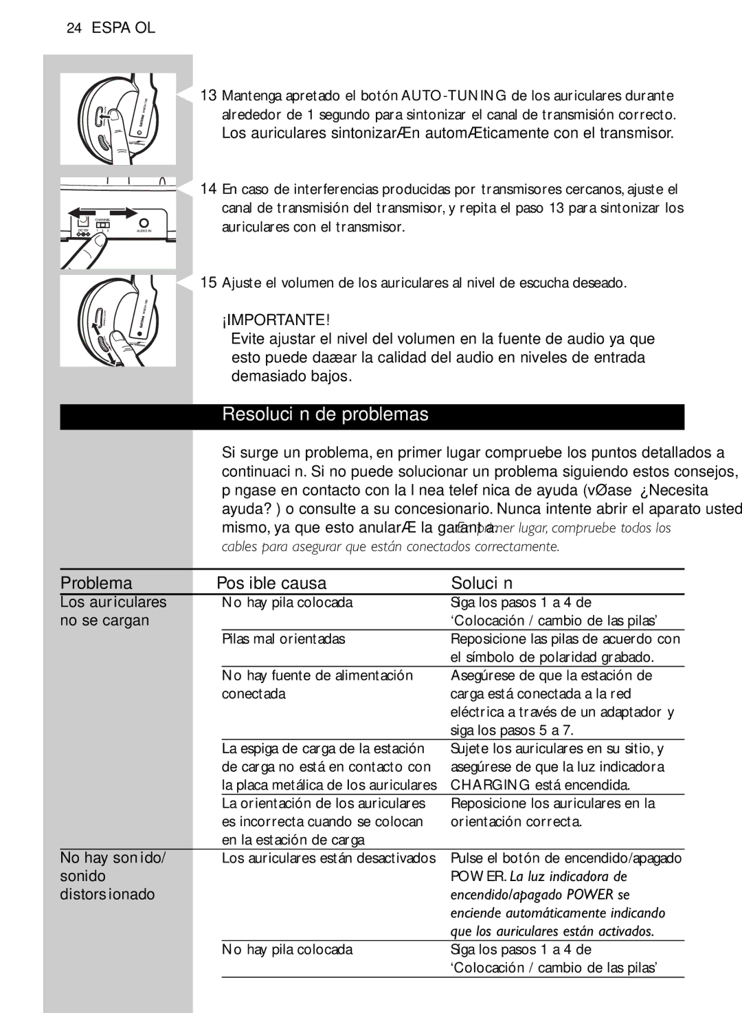 Philips SHC8545/00 manual Resolución de problemas, Problema Posible causa Solución 