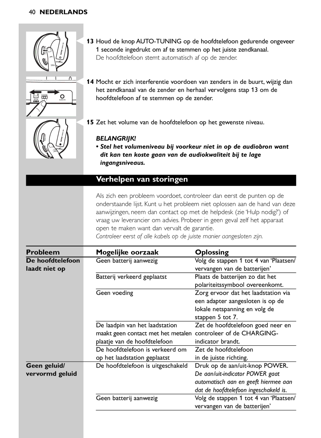 Philips SHC8545/00 manual Verhelpen van storingen, Probleem Mogelijke oorzaak Oplossing 