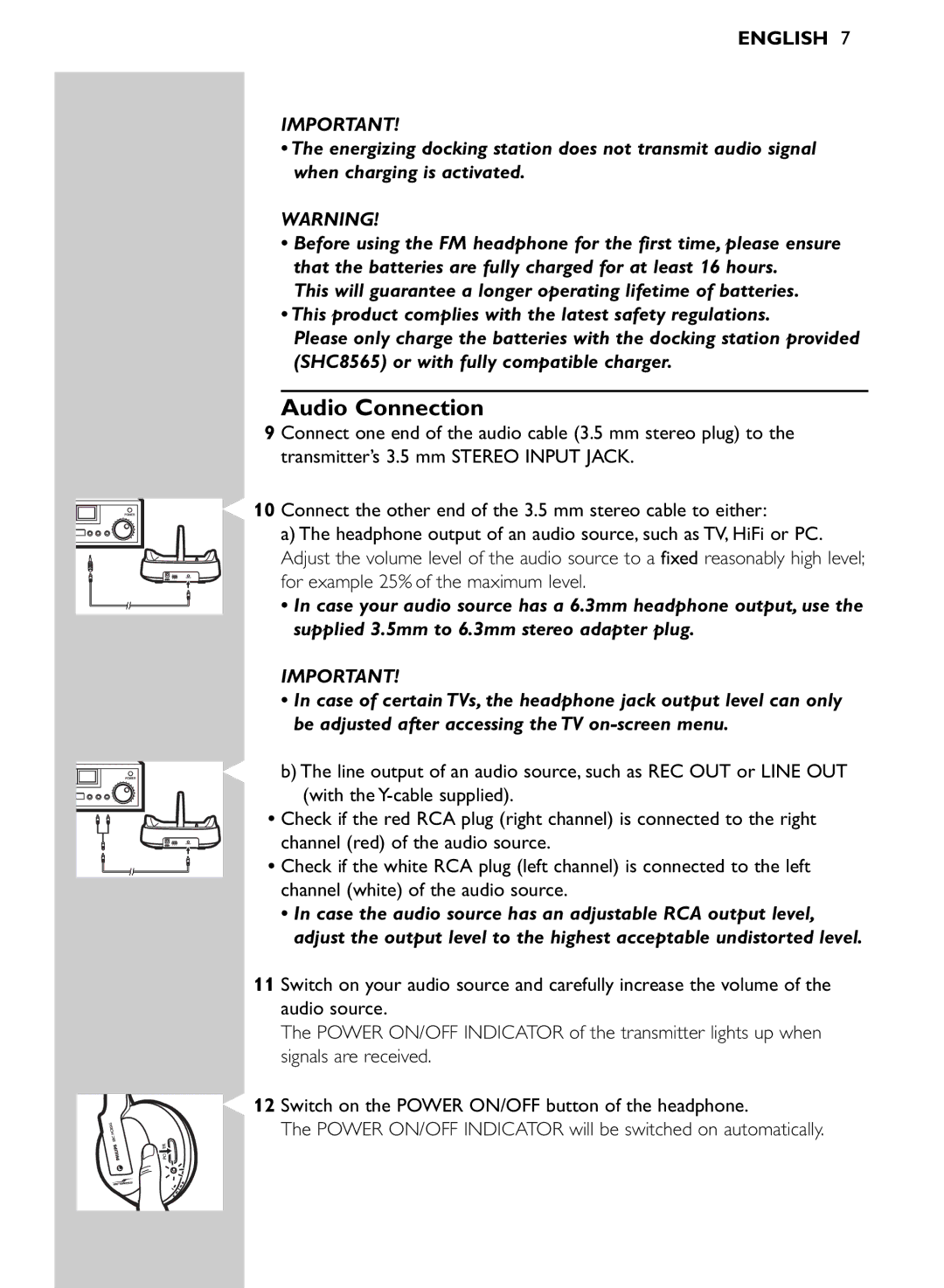 Philips SHC8565/00 manual Audio Connection 