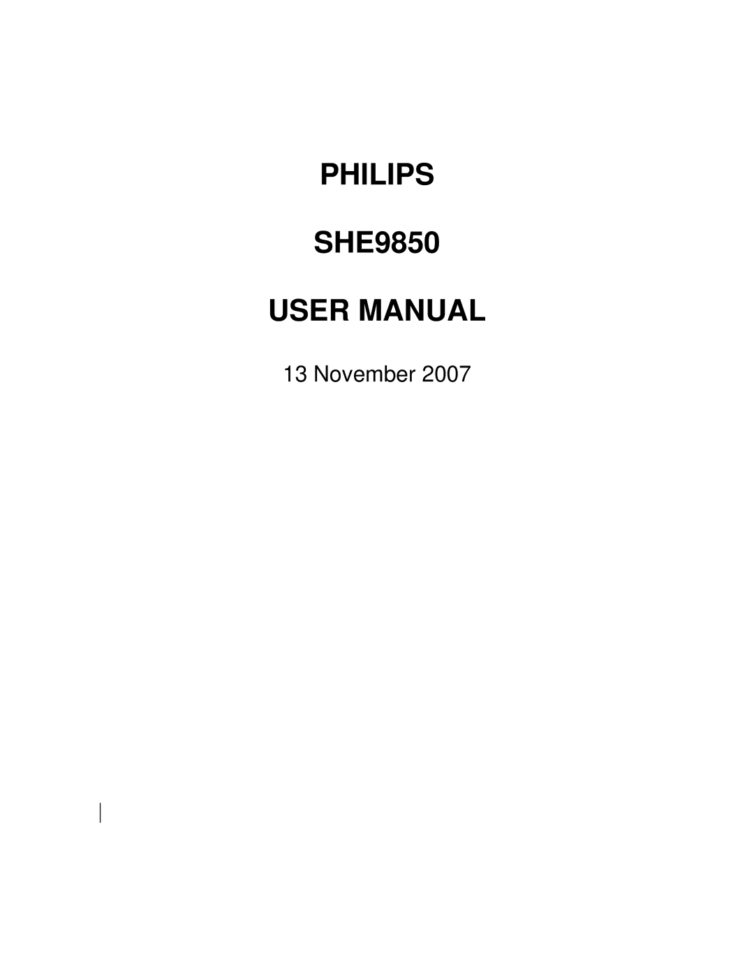 Philips SHE9850 user manual Philips 