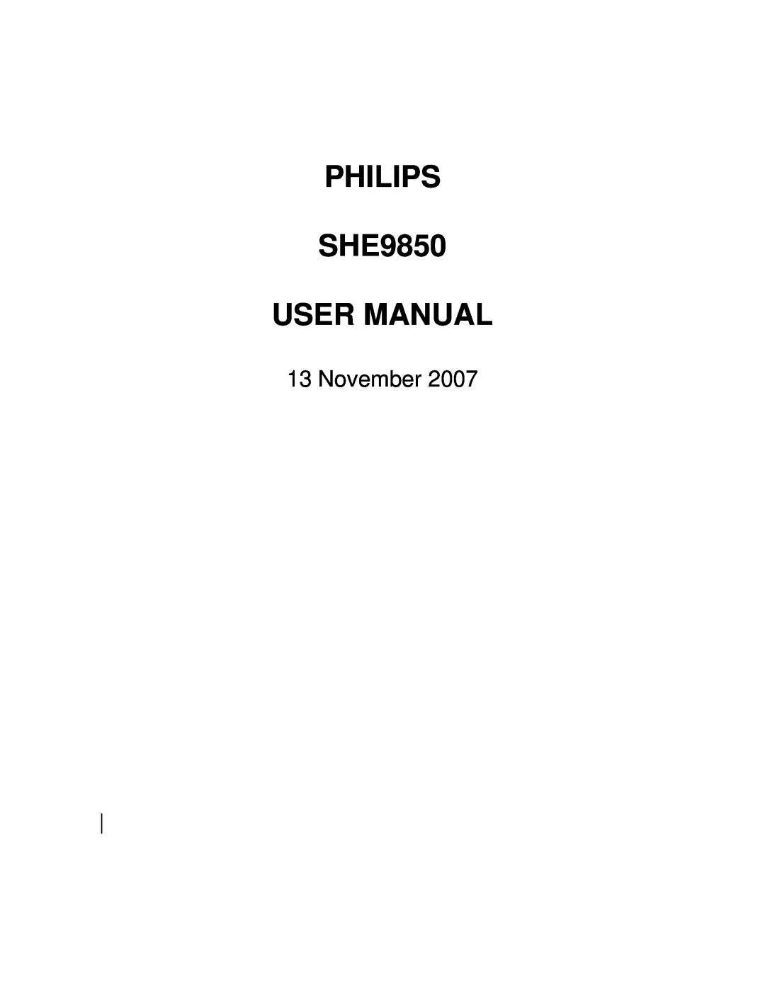 Philips SHE9850 user manual November 