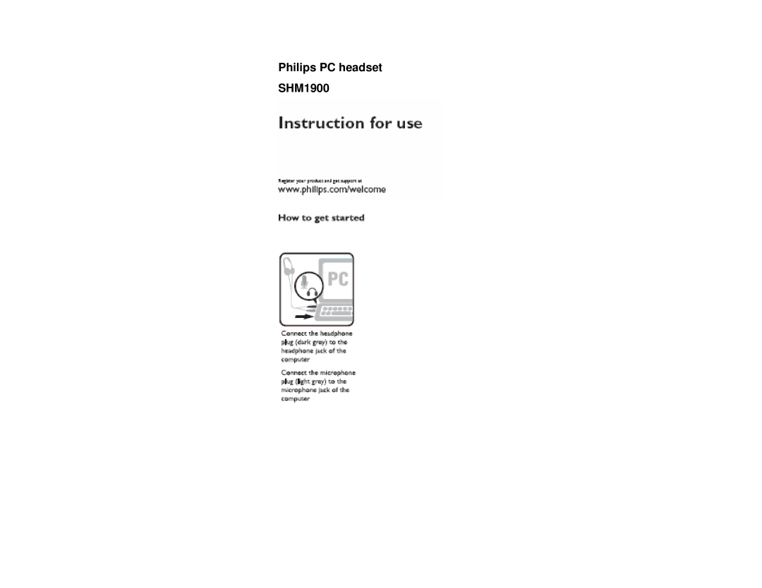 Philips manual Philips PC headset SHM1900 