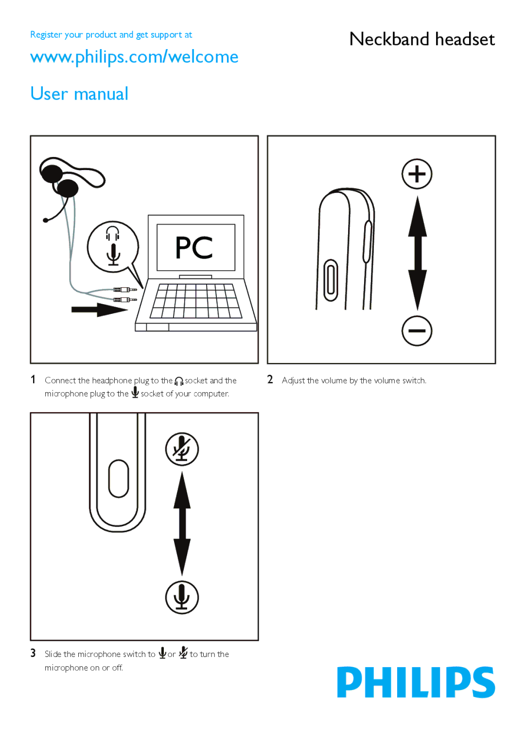 Philips SHM6100/37B user manual Neckband headset 
