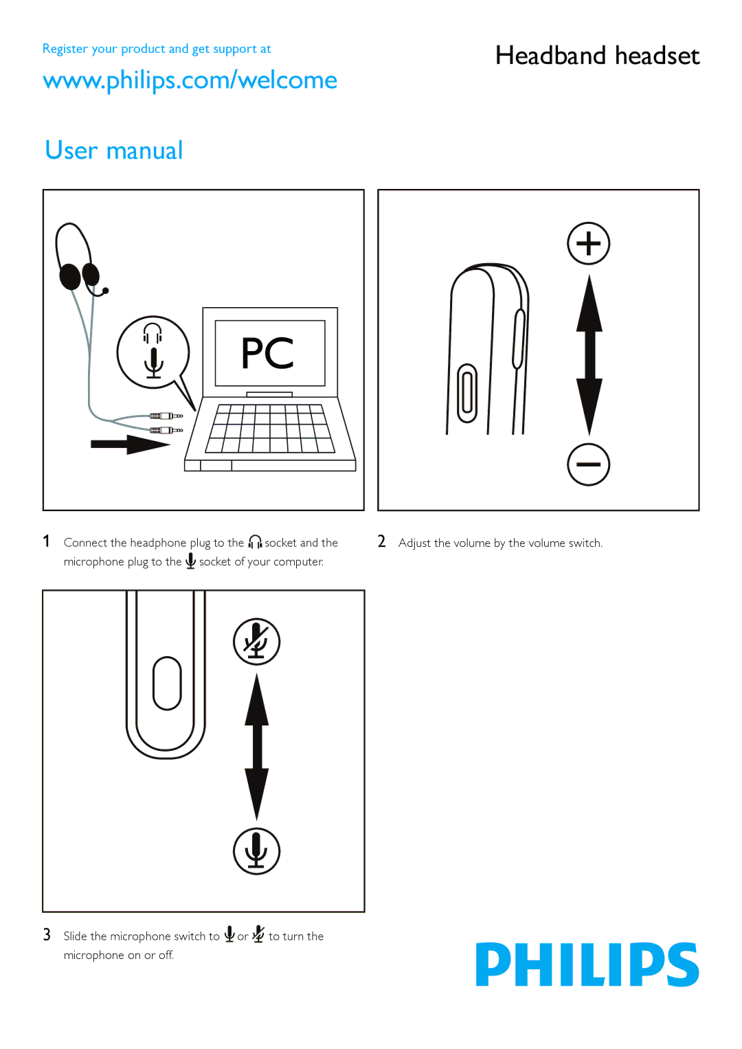 Philips SHM7405/00 user manual Headband headset 