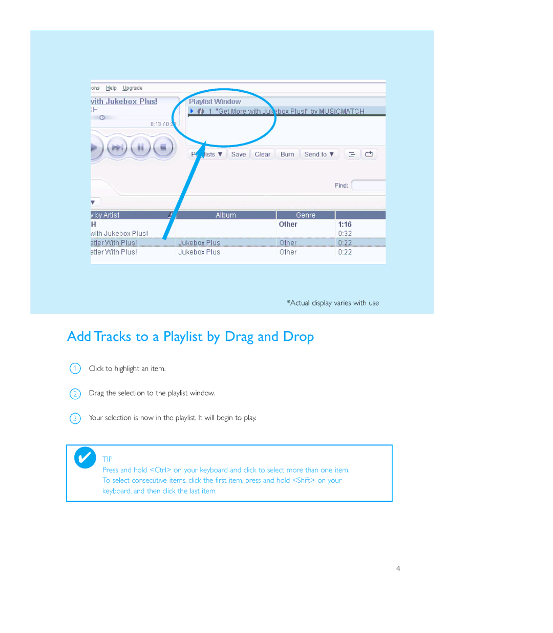 Philips ShoqBox user manual Add Tracks to a Playlist by Drag and Drop 