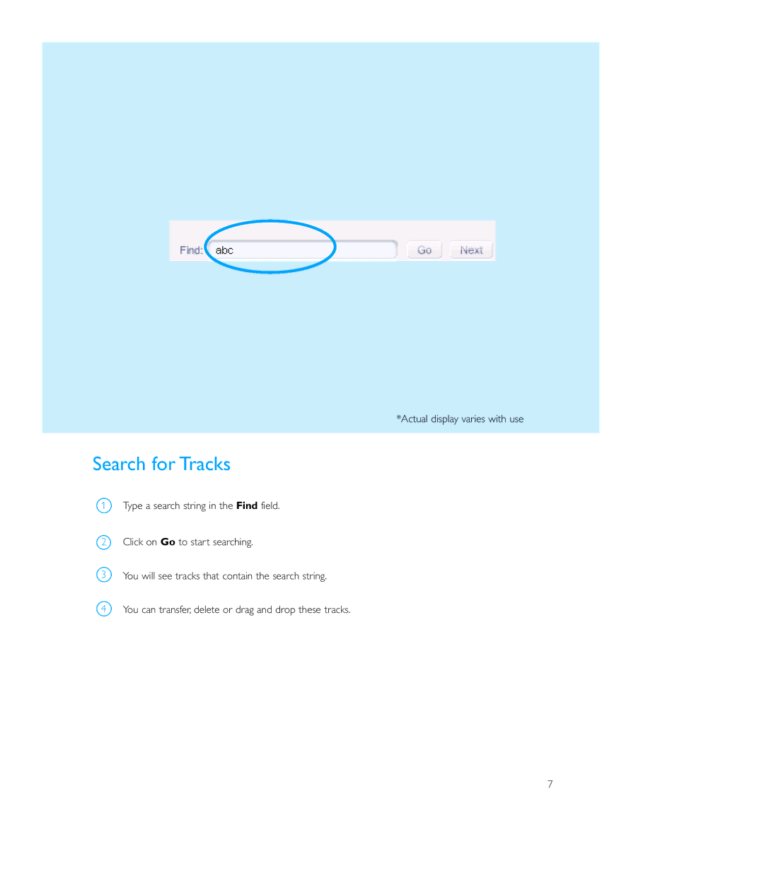 Philips ShoqBox user manual Search for Tracks 