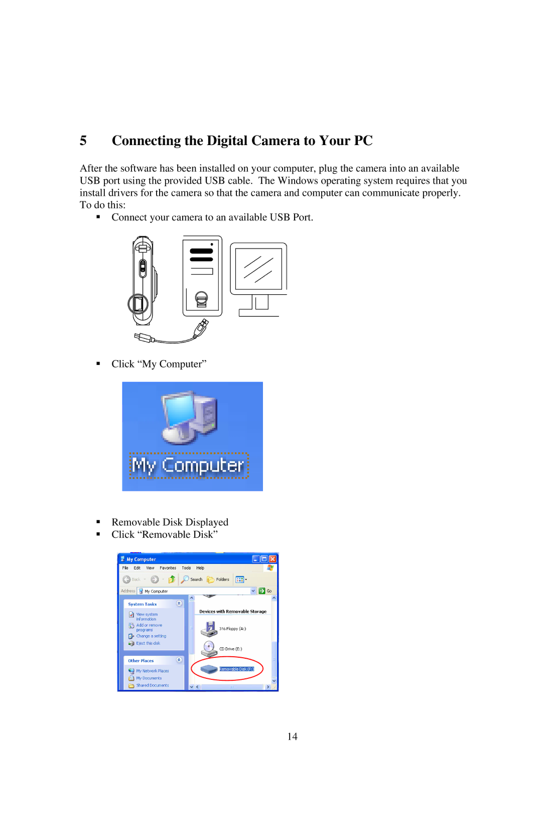 Philips PT44434, SIC4434 manual Connecting the Digital Camera to Your PC 