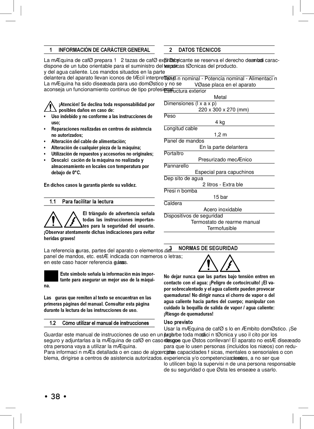 Philips SIN 006XN operating instructions Información DE Carácter General, Datos Técnicos, Normas DE Seguridad 