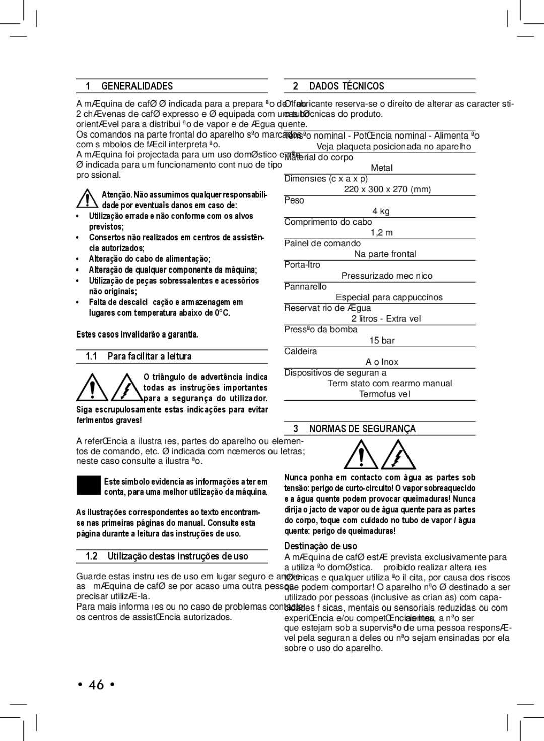 Philips SIN 006XN operating instructions Generalidades, Dados Técnicos, Normas DE Segurança 