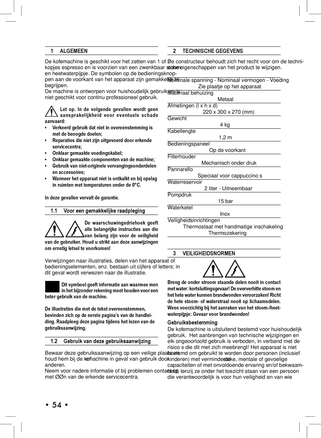 Philips SIN 006XN operating instructions Algemeen, Technische Gegevens, Veiligheidsnormen 