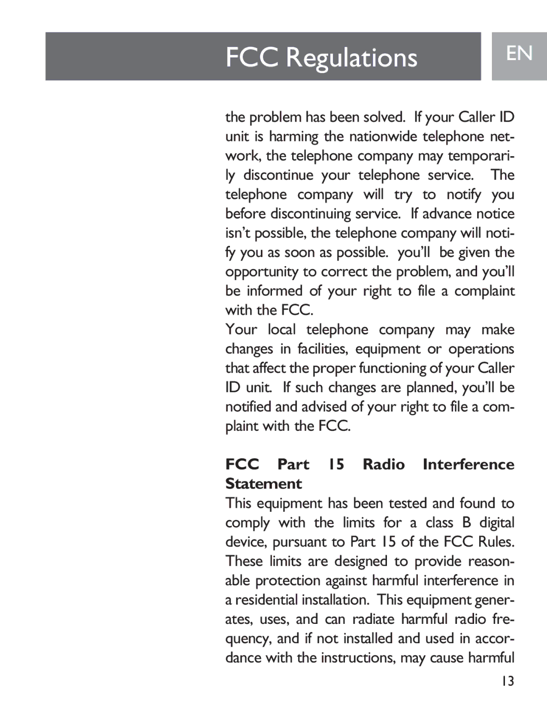 Philips SJA9190/17 user manual FCC Part 15 Radio Interference Statement 