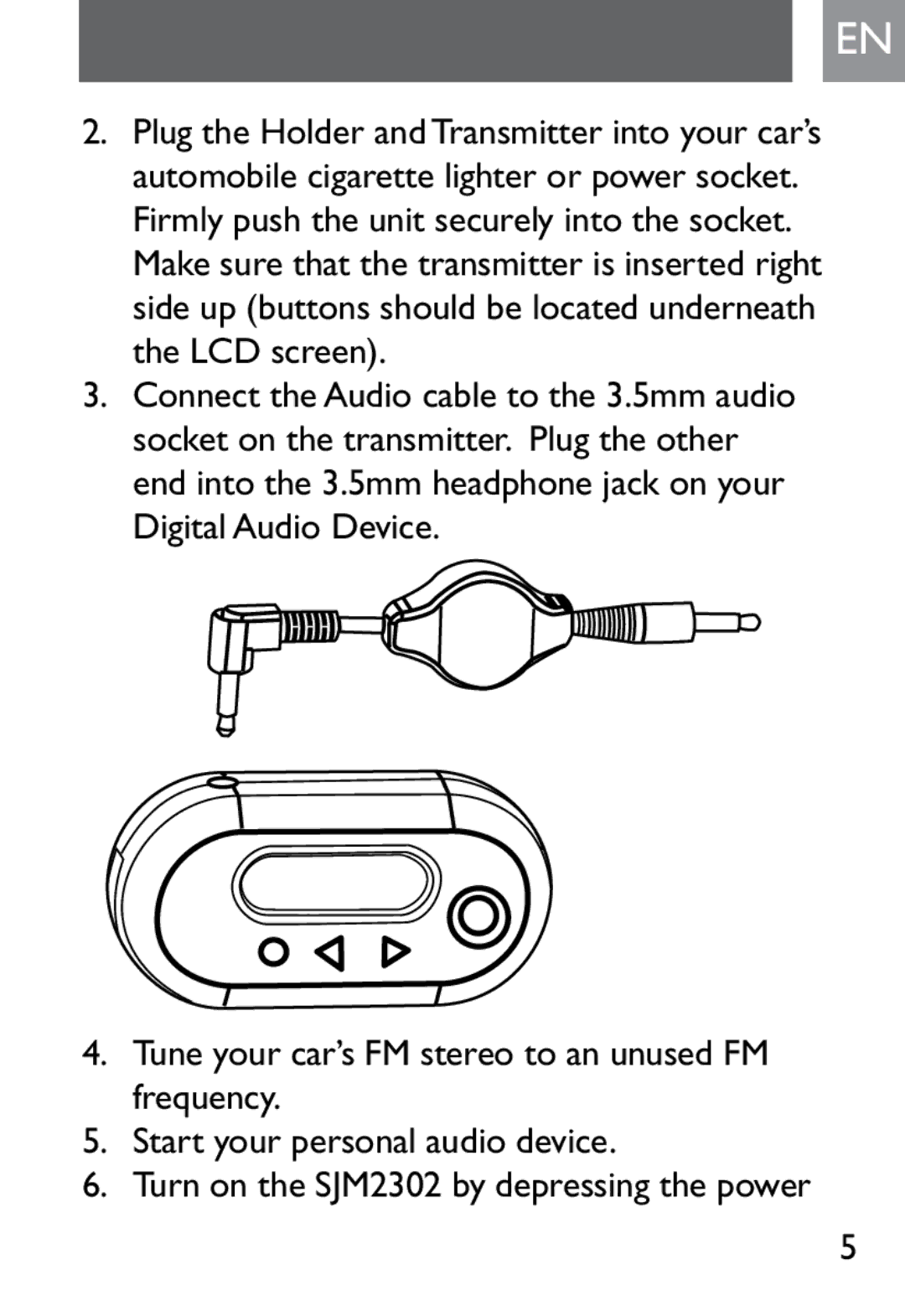 Philips SJM2327 user manual Turn on the SJM2302 by depressing the power 