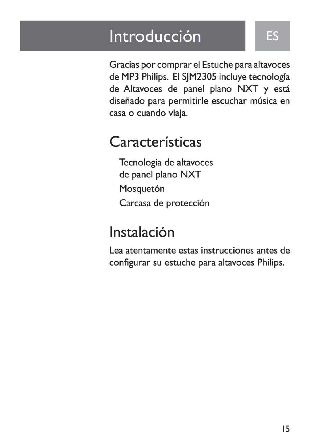 Philips SJM2305/17 manual Introducción ES 