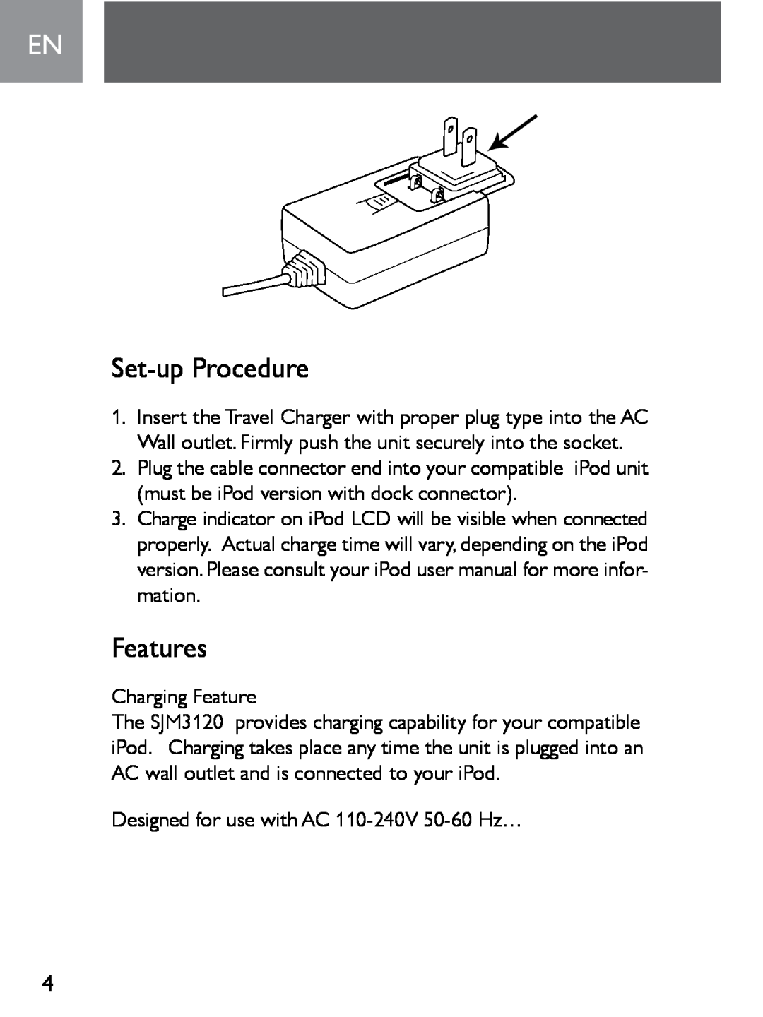 Philips SJM3120 user manual Set-up Procedure, Features 