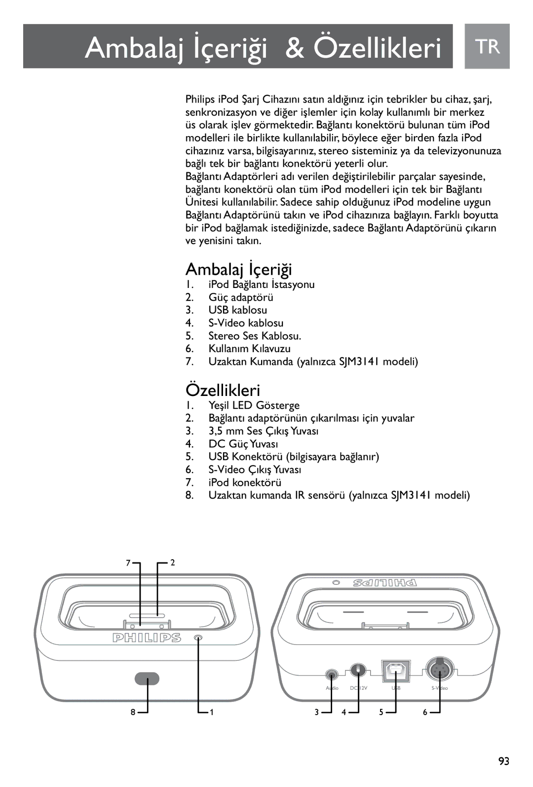 Philips SJM3141, SJM3140 user manual Ambalaj İçeriği & Özellikleri TR 