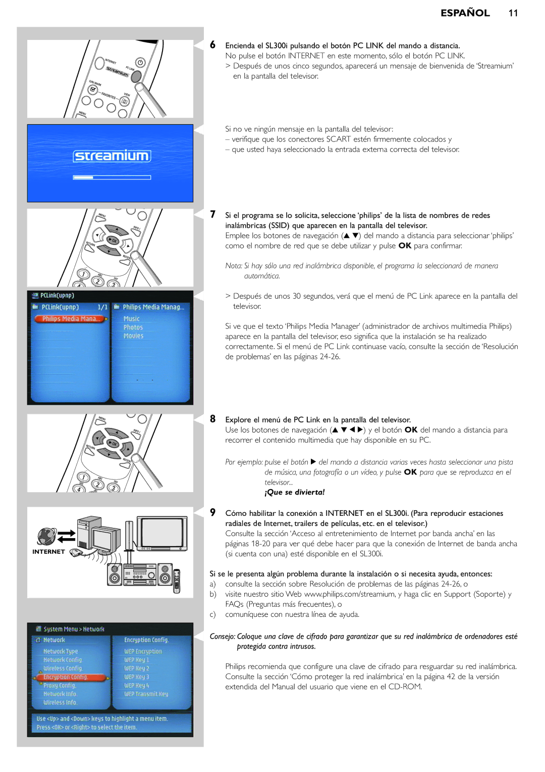 Philips SL300i manual Explore el menú de PC Link en la pantalla del televisor, ¡Que se divierta 