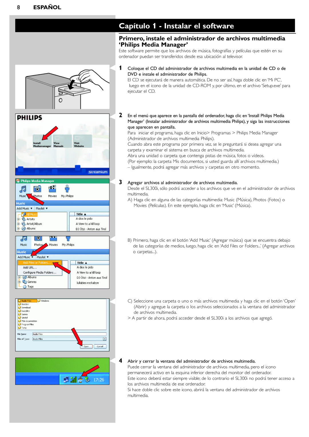 Philips SL300i manual Capítulo 1 Instalar el software 