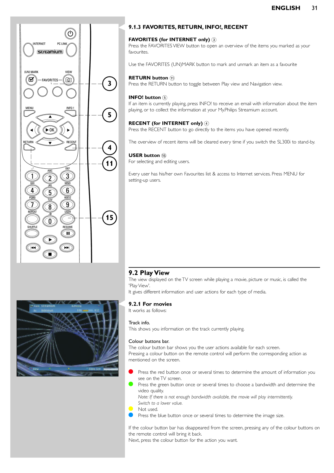 Philips SL300i manual Play View, For movies 