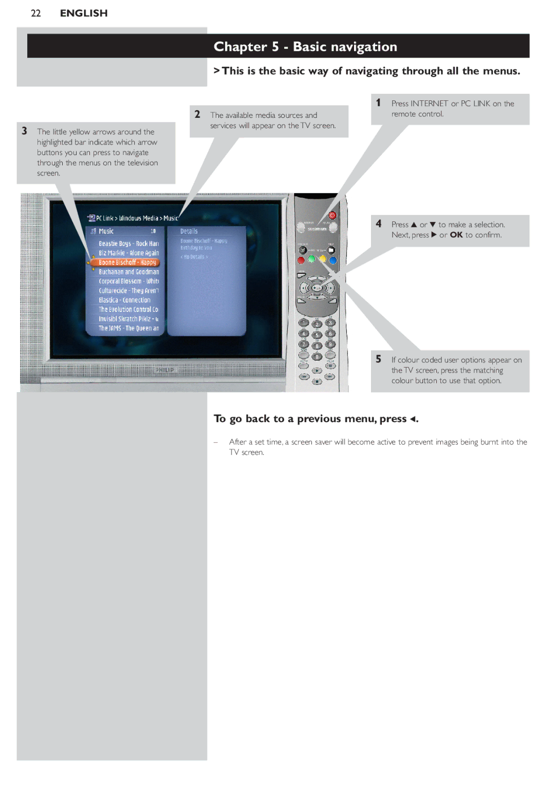 Philips SL300I/37 manual Basic navigation, This is the basic way of navigating through all the menus 