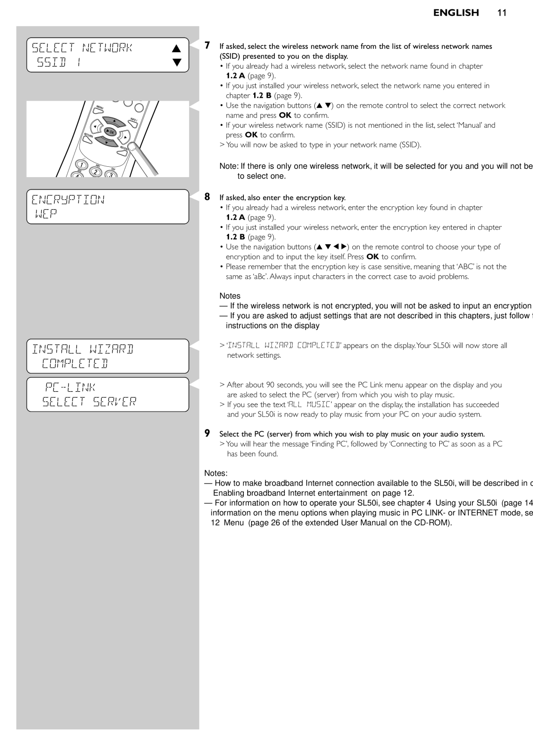 Philips SL50i manual Encryption WEP, Install Wizard Completed 