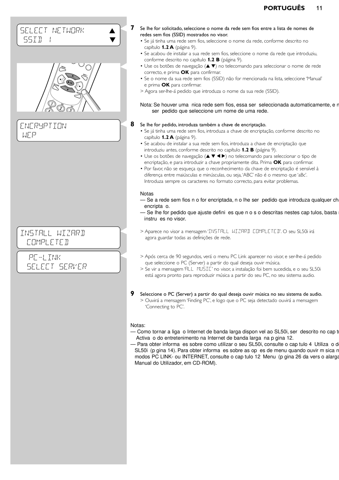 Philips SL50i manual Encryption WEP, Notas 