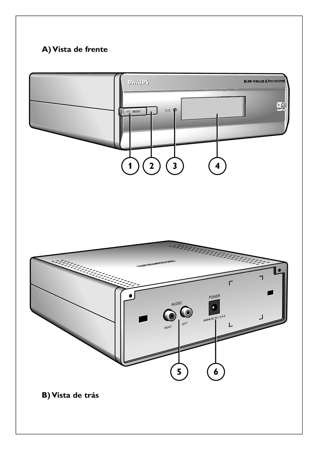 Philips SL50i manual Vista de frente 