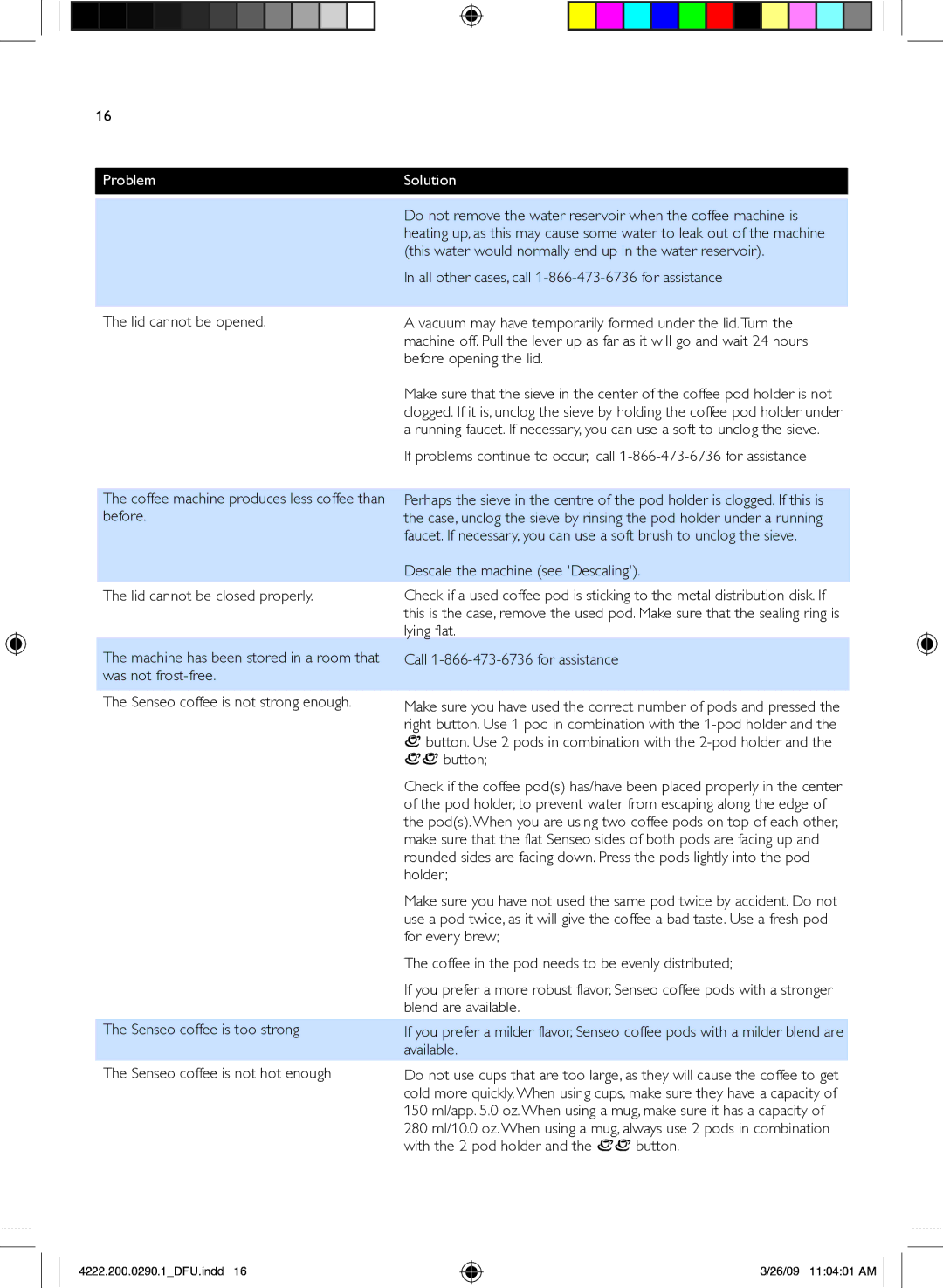 Philips SL7810/65, II Blue US manual Problem 