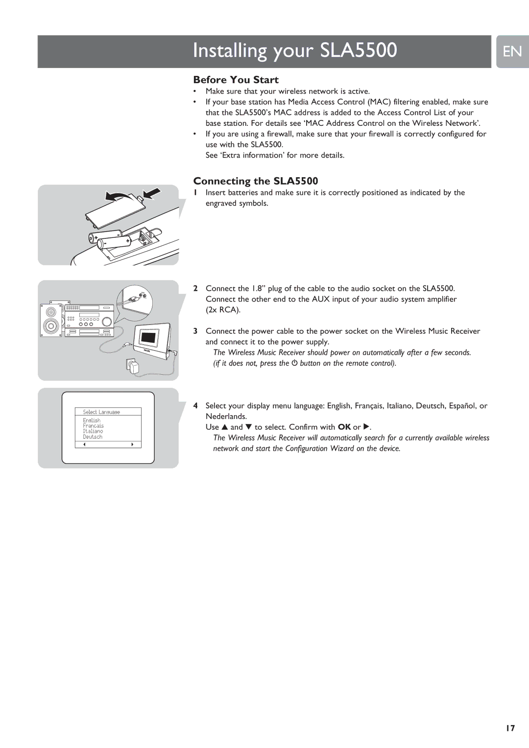 Philips user manual Installing your SLA5500, Before You Start, Connecting the SLA5500 